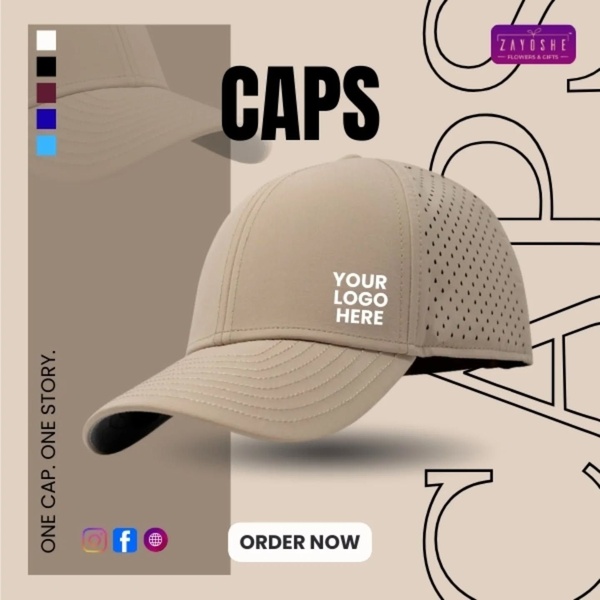 baseball cap, sport cap, custom hat, adjustable cap, branded cap, brand awareness, minimalist, bold, trustworthy, neutral
